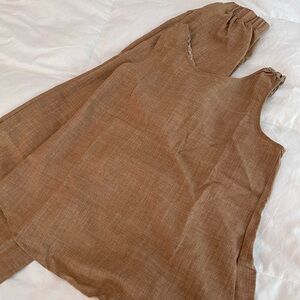 Brown Sleeveless Top and Pants Set crochet back. Never worn.